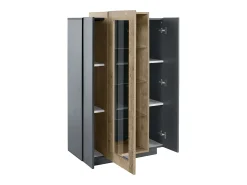 Vitrina alta moderna negra y madera para salón 80x120cm Corona Hound