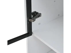 Vitrina alta 80x34x180 cm blanca con cajón, puertas de cristal e iluminación LED