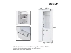 Vitrina alto brillo - 70 x 35 x 180 cm - con 1 cajón + 2 puertas + LEDs - aglomerado - blanco