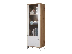 Vitrina artesanal Kidou roble y blanco mate 123 cm
