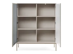 Vitrina baja moderna con frente acanalado, 104×126×39 cm, Cachemira / Oro