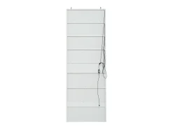 Vitrina blanca con 2 puertas, 2 puertas de cristal, cajón y luces LED, tablero aglomerado