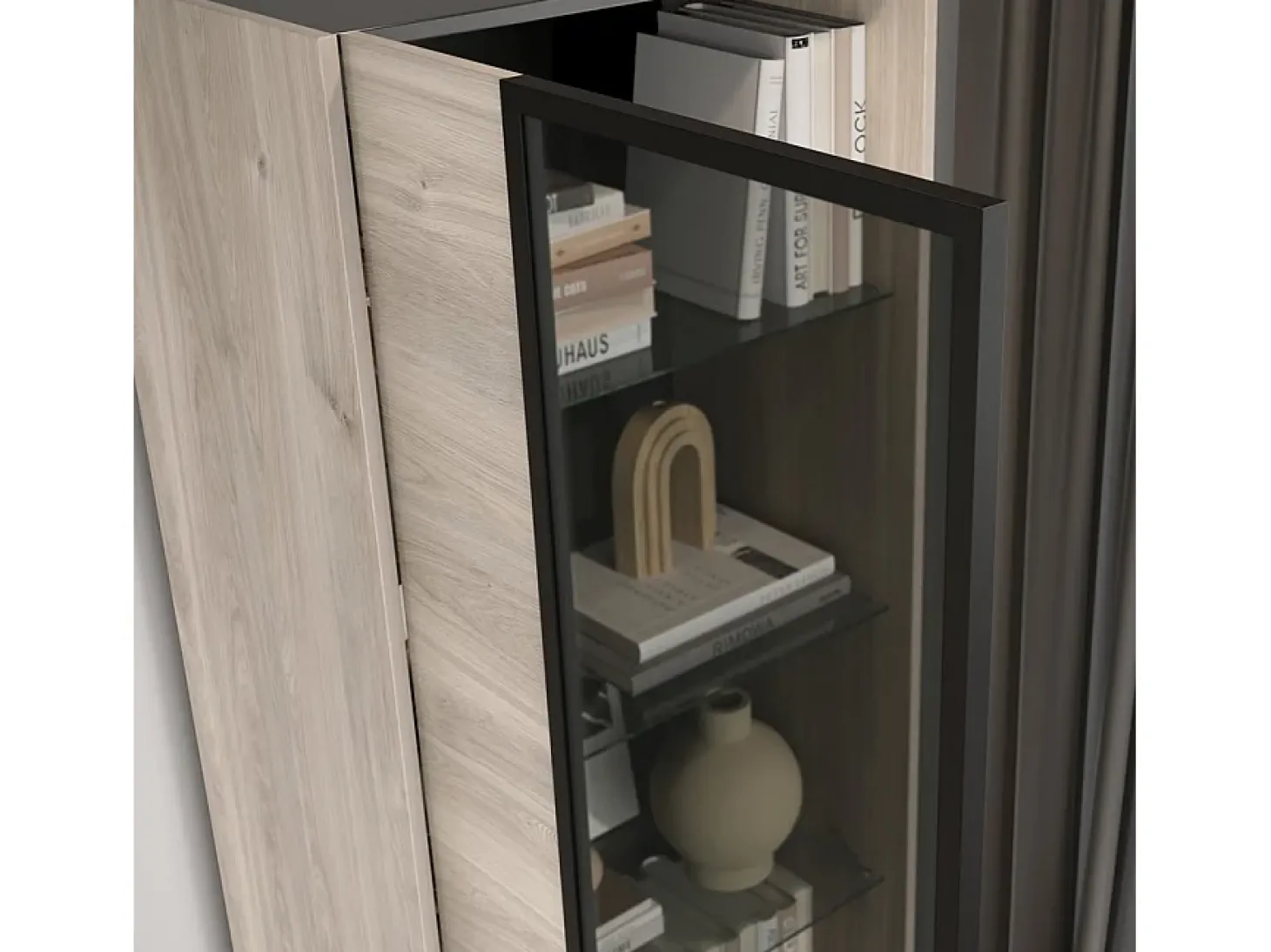 Vitrina básica de diseño en negro y roble