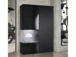 Vitrina Cómoda Morena, cuerpo en negro mate/ puerta derecha e inserción en negro mate con iluminación LED
