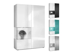 Vitrina Cómoda Morena, cuerpo en blanco mate/ puerta derecha e inserción en burdeos de alto brillo