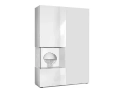 Vitrina Cómoda Morena, cuerpo en blanco mate/ puerta derecha e inserción en blanco mate
