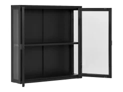 Vitrina colgante con 2 puertas de cristal, acero negro, 80 x 18 x 80 cm