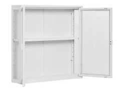 Vitrina colgante con 2 puertas de cristal, acero blanco, 80 x 18 x 80 cm