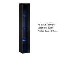 Vitrina colgante negra con 1 puerta de vidrio y iluminación LED incluida. Colección SWITCH.