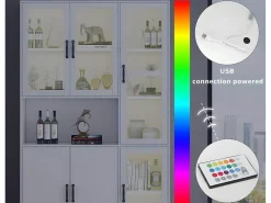 Vitrina con iluminación LED - estantes con 6 puertas - Al. 200 cm - Blanco