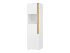 Vitrina con iluminación LED y 2 puertas - Para salón, despacho y cocina - Blanco y natural 50 x 40 x 179 cm