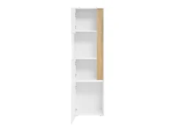 Vitrina con iluminación LED y 2 puertas - Para salón, despacho y cocina - Blanco y natural 50 x 40 x 179 cm