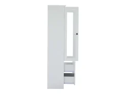 Vitrina con iluminación LED de 16 colores, 2 cajones y 2 puertas de cristal - Blanca