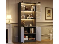 Vitrina con LED - 4 Puertas + 1 Hueco - Antivuelco - Color y Brillo Ajustable 80x30x200cm