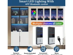 Vitrina con LED - 4 Puertas + 1 Hueco - Antivuelco - Color y Brillo Ajustable 80x30x200cm