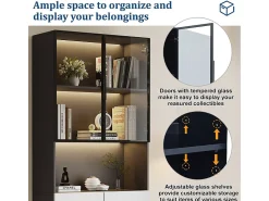 Vitrina con LED - 4 Puertas + 1 Hueco - Antivuelco - Color y Brillo Ajustable 80x30x200cm