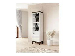 Vitrina de 1 puerta baja colección PALACE. Color blanco y roble oscuro.