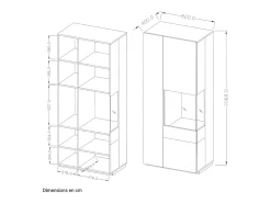 Vitrina de 2 puertas apertura por la derecha Andrea Gris antracita y Madera