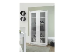 Vitrina de 2 puertas, colección CREAM, color blanco lacado brillante