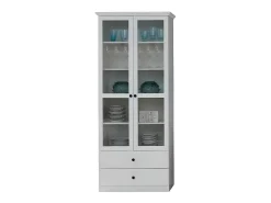 Vitrina de 2 puertas con vitrina de 2 cajones, estilo rústico moderno Valex 81 cm