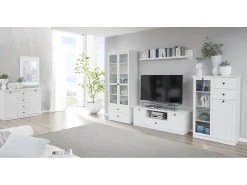 Vitrina de 2 puertas con vitrina de 2 cajones, estilo rústico moderno Valex 81 cm