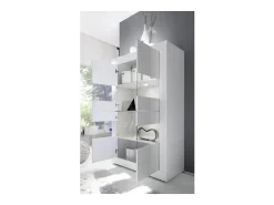Vitrina de 4 puertas de vidrio sin iluminación, colección ISORA, color blanco lacado brillante
