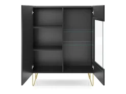 Vitrina de 2 puertas en laminado negro con cristal 97x122 cm