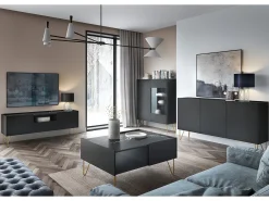 Vitrina de 2 puertas en laminado negro con cristal 97x122 cm
