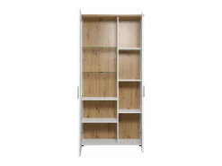Vitrina de 2 puertas en madera de pino blanco y cristal Aline L 95 cm