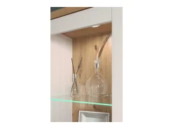 Vitrina de 2 puertas en madera de pino blanco y cristal Aline L 95 cm