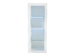 Vitrina de alto brillo - 61 x 42 x 162 cm - con LEDs + 1 estante de cristal - aglomerado - blanco