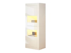 Vitrina de alto brillo - 61 x 42 x 162 cm - con LEDs + 1 estante de cristal - aglomerado - blanco