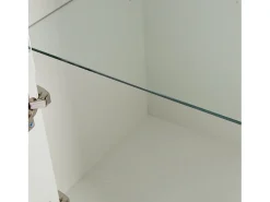 Vitrina de alto brillo con LED, 1 estante de cristal, tablero de partículas, blanco (61x42x162 cm)