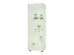 Vitrina de cristal - 3 estantes - Con LED, luz y cerradura, color blanco