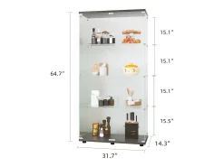 Vitrina de cristal 4 estantes, 81x37x165cm, estante de cristal con 2 puertas, vitrina sobre soporte, color negro