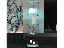 Vitrina de cristal - mueble expositor para colecciones con iluminación LED - 1 puerta y 4 estantes - vitrina para figuras