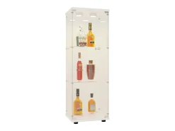 Vitrina de cristal 42×36×125cm GARHELPER - 3 estantes - 1 puerta - Cristal templado - Luz LED - Negro