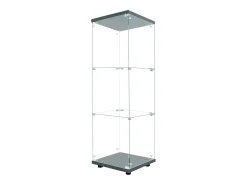 Vitrina de cristal 42×36×125cm GARHELPER - 3 estantes - 1 puerta - Cristal templado - Luz LED - Blanco