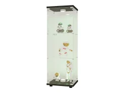 Vitrina de cristal 42×36×125cm GARHELPER - 3 estantes - 1 puerta - Cristal templado - Luz LED - Blanco