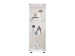 Vitrina de cristal 42×36×125cm GARHELPER - 3 estantes - 1 puerta - Cristal templado - blanco