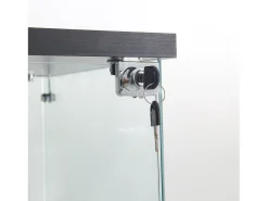 Vitrina de cristal con 3 estantes, luz LED y cerradura, color negro