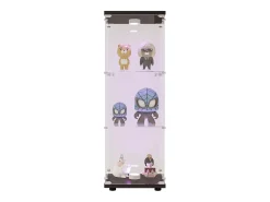 Vitrina de cristal con 3 estantes, luz LED y cerradura, color negro