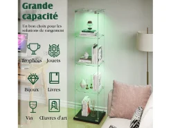 Vitrina de cristal con 5 estantes y puertas dobles para salón.