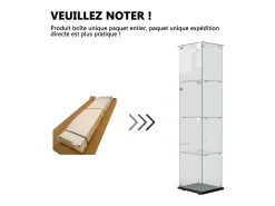 Vitrina de cristal con 5 estantes y puertas dobles para salón.