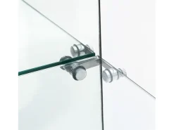 Vitrina de cristal con 4 estantes, vitrina de 2 puertas con luz y cerradura, color blanco