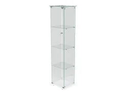 Vitrina de cristal con 4 estantes e iluminación LED - 163 x 39 x 35 cm - Vitrina estrecha - blanco