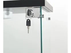 Vitrina de cristal con 4 estantes, LED, 1 puerta, 164x42x36 cm, armario de colección, negro, transparente