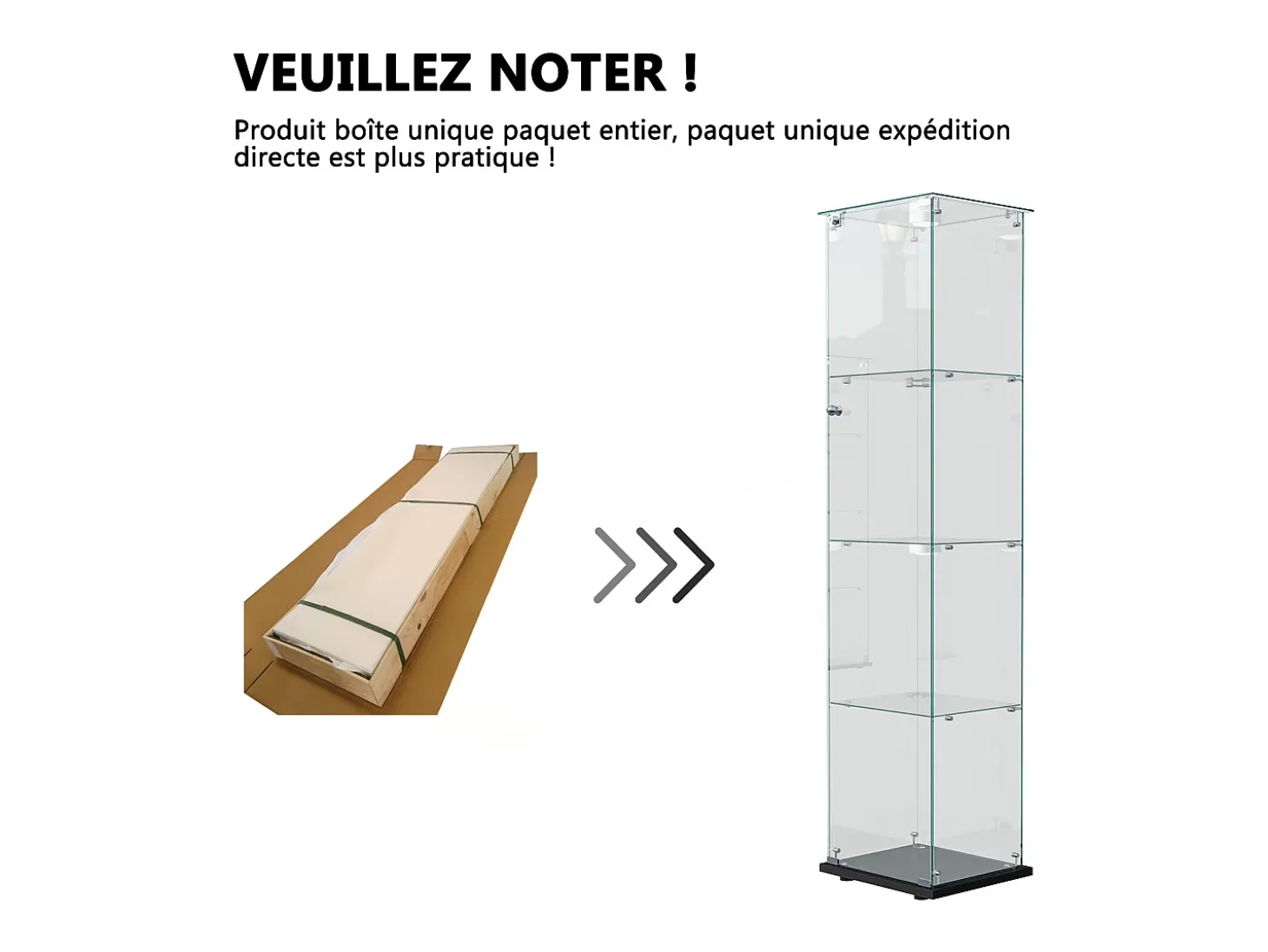 Vitrina de cristal con 5 estantes y puerta doble, vitrina para sala de estar
