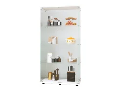 Vitrina de cristal con 4 estantes, 2 puertas y cerradura, 164 x 80 x 36 cm, color blanco