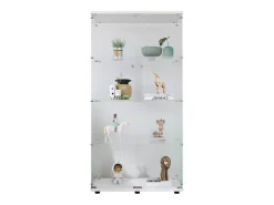 Vitrina de cristal con 4 estantes, 2 puertas y cerradura, 164 x 80 x 36 cm, color blanco